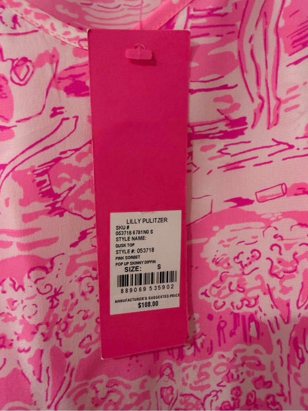 RARE** Lilly Pulitzer Skinny Dippin Spaghetti Strap Tank - Picture 3 of 3